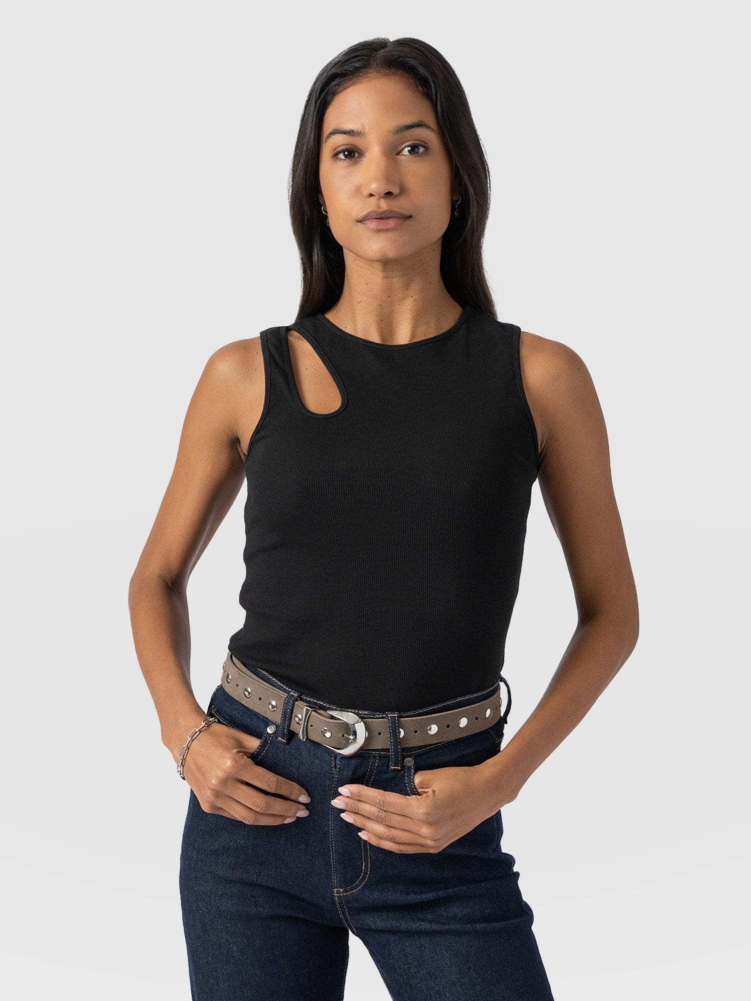 Axel Cut Out Vest - Black - Women's Vests | Saint + Sofia® USA